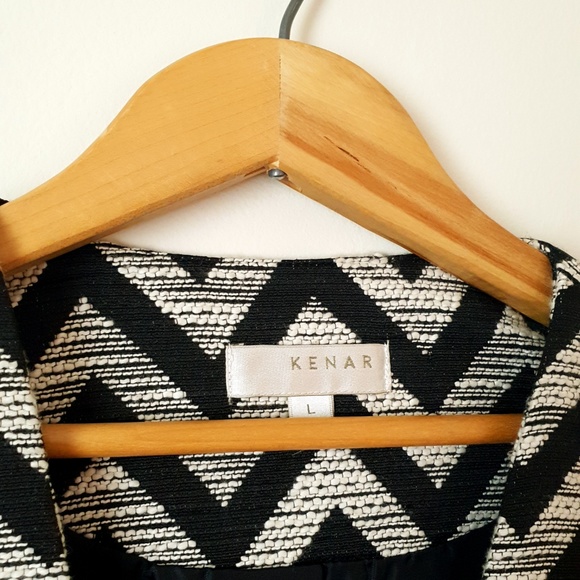 Chevron Tweed Blazer Jacket Black Size Large - Picture 6 of 8